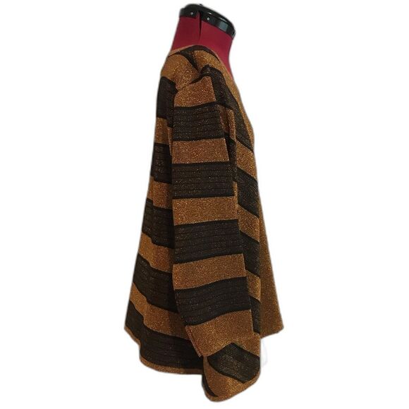 Alfred Dunner Cardigan Women Size Small Bronze Chevron Stripe Two-For-One NWT - Picture 5 of 9